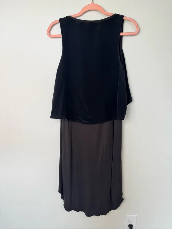 AllSaints Eubik High Low Overlay Shift Dress Size 10 Black Charcoal - Image 6