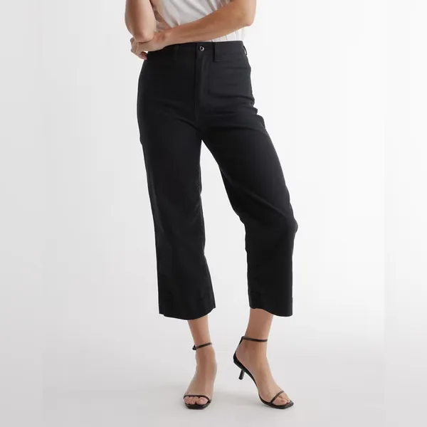 NWT Quince Organic Stretch Cotton Twill Wide-Leg Crop Pants, Size 31" - Image 8