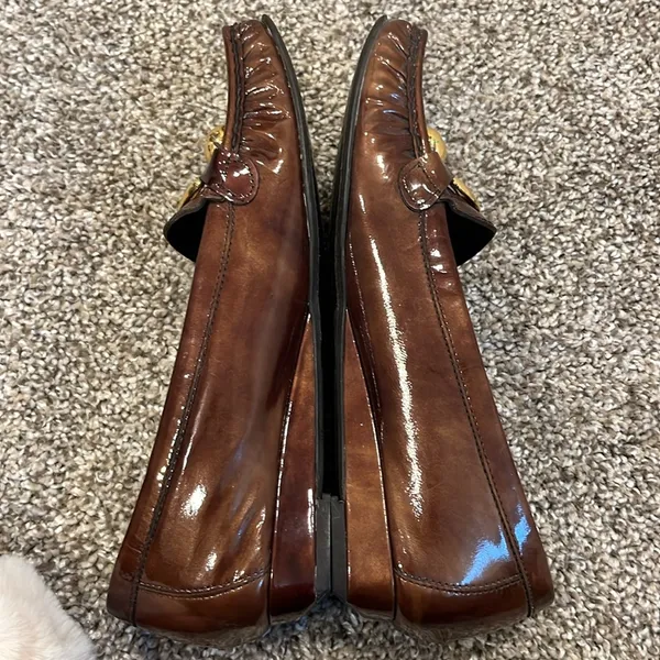 Stuart Weitzman Brown Loafers with Golden Buckles Size 6.5 - Image 5