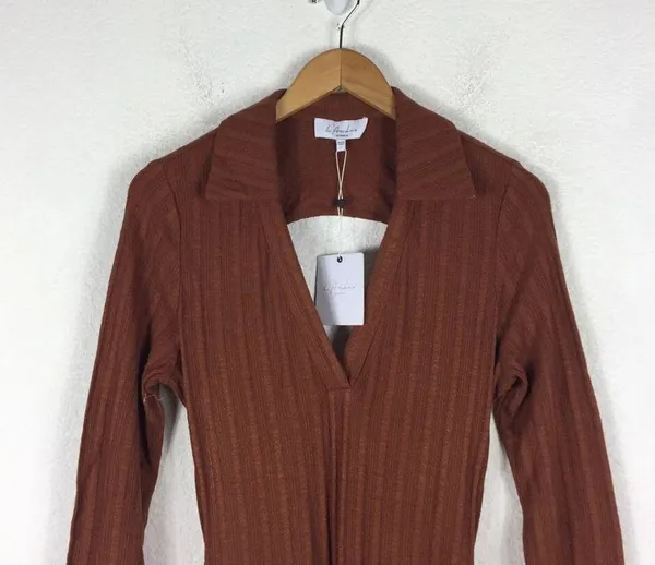 NWT L'Academie Revolve Arina Brown Maxi Sweater Dress Large Knit Open Back - Image 4