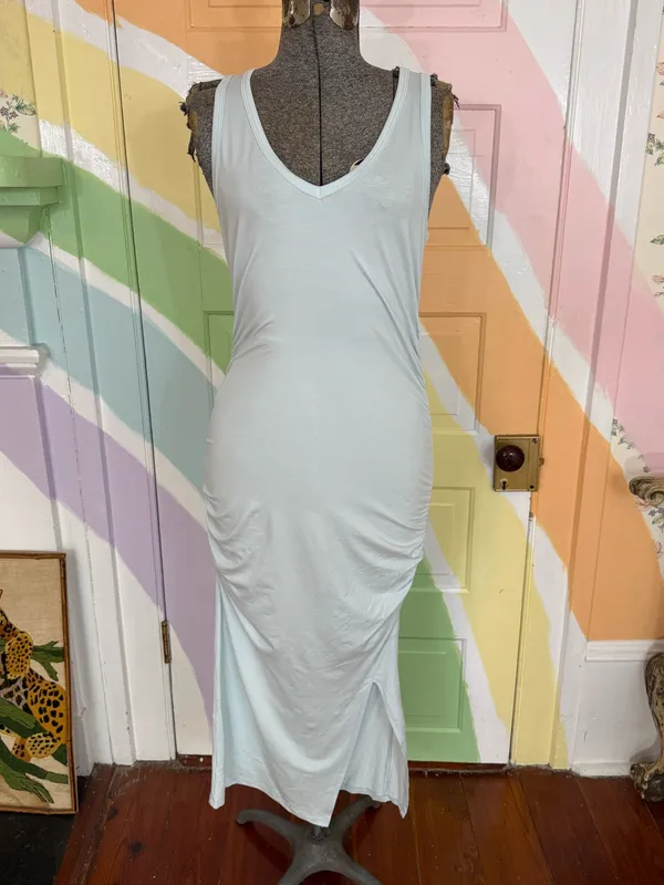 Beyond Yoga Fit The Mood Bodycon Ruched Midi Dress Light Blue Sz S 🧡🍄 - Image 3
