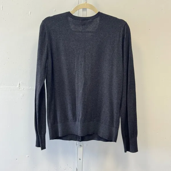 Loft Outlet Gray Rhinestone Embellished Cotton Cardigan Sweater Medium Holiday - Image 2