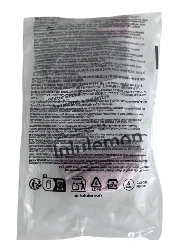 Lululemon Glitter Socks Quarter Length Blissful Pink with Silver Medium - Image 11