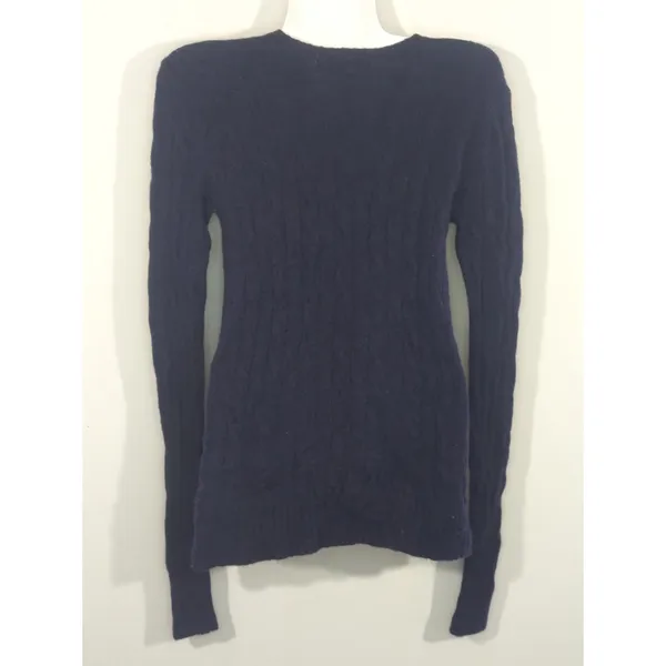Polo Ralph‎ Lauren Navy Blue Cable Knit Wool Cashmere Sweater Womens Small Cozy - Image 3