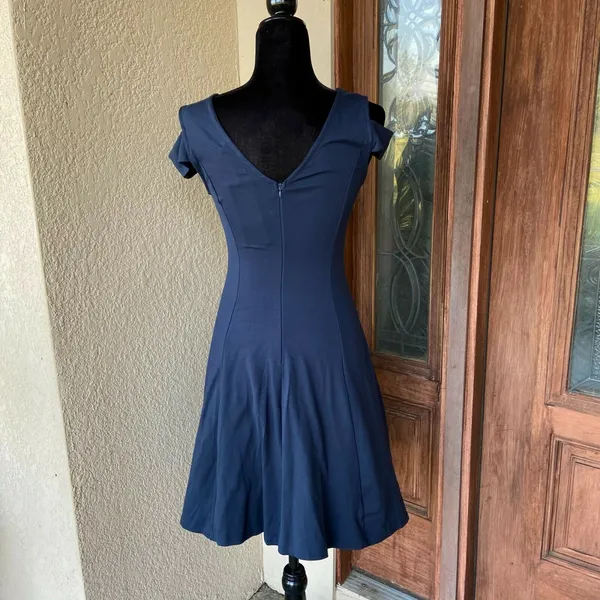 InsNova Womens Dress M‎ Cold Shoulder Navy Blue Cocktail Party Skater Solid NEW - Image 5
