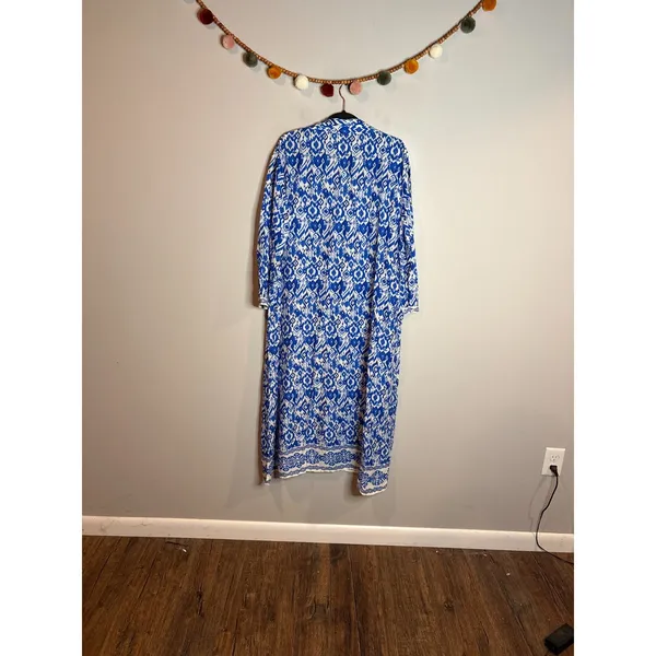 Zara Blue & White Printed Midi Shirt Dress - Image 2