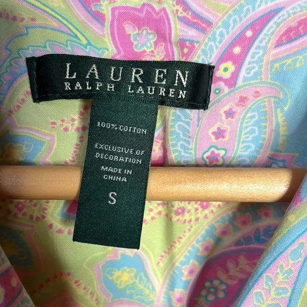 Lauren Ralph Lauren Sleep Shirt Pink Pastel Paisley Long Sleeve Size Small - Image 4