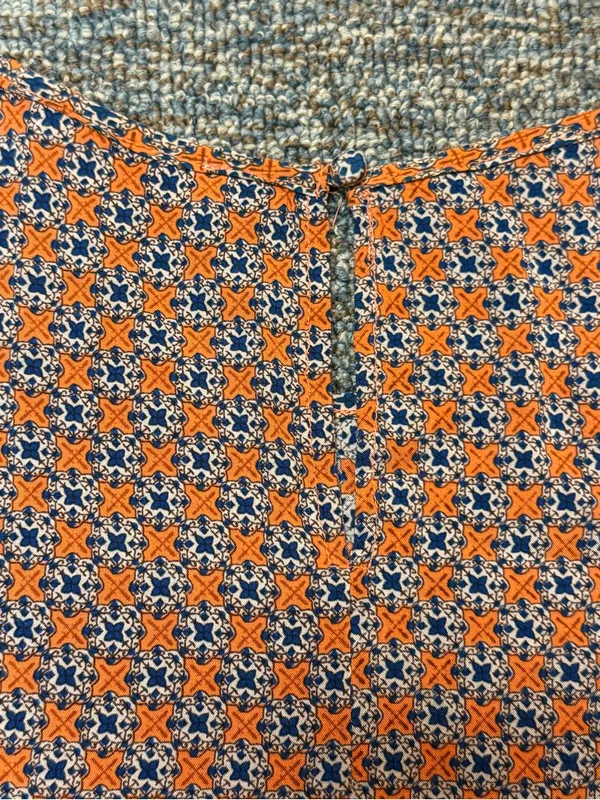 Umgee Boho Tunic Top Large Orange Blue Crochet Lace Bell Sleeve Babydoll - Image 7