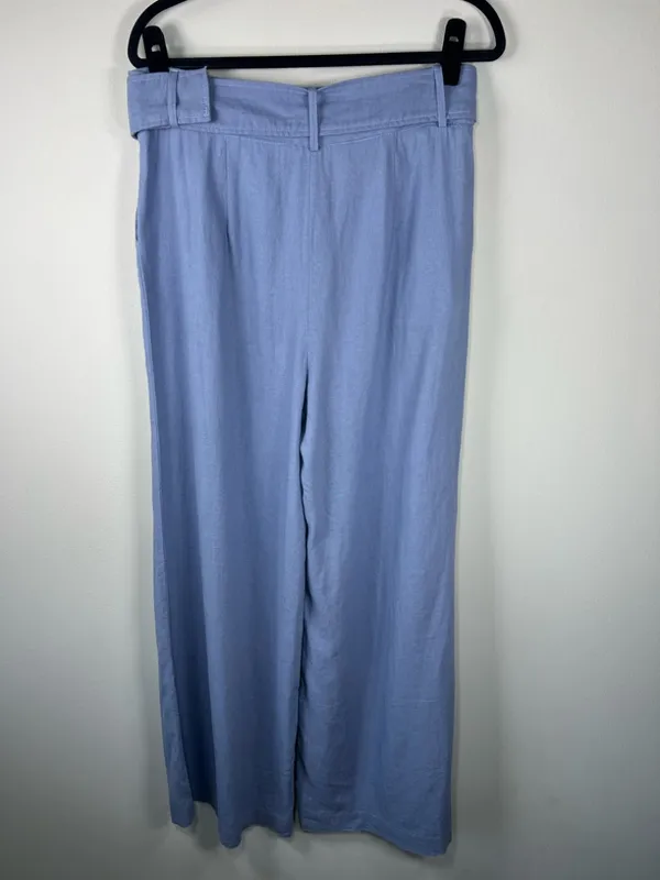 House of Harlow 1960 Wide Leg Pants Periwinkle Blue Belt Linen Resort Coastal 8 - Image 10