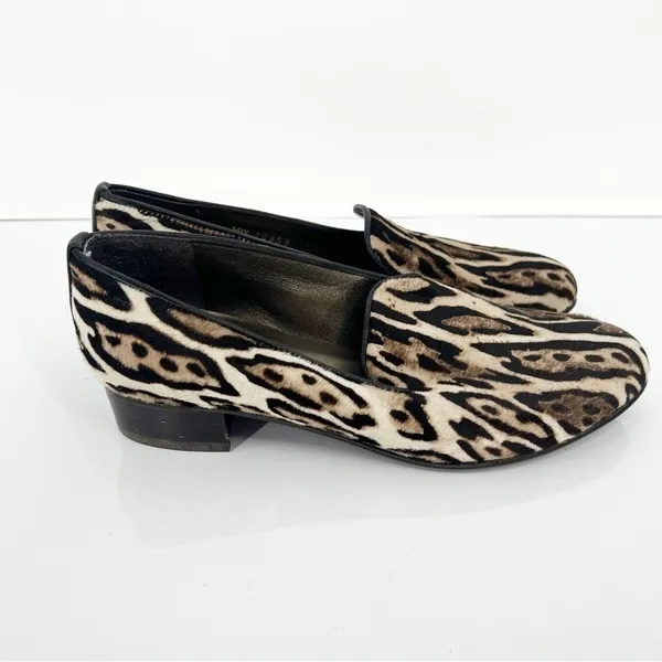 Stuart Weitzman Pony Hair Animal Print‎ Slip On Loafers Women's 5.5 Quiet Luxury - Image 4