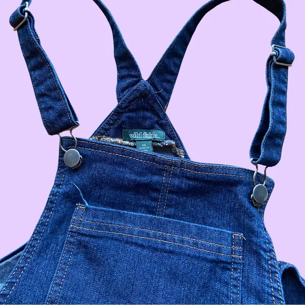 Lightweight mid-wash blue denim pinafore overall dress 🔥 - Image 2