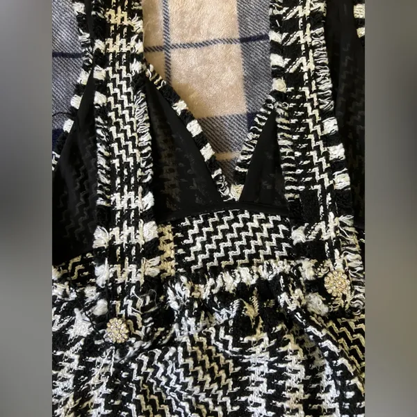 Zara Short pinafore-style dress black and white houndstooth - Image 6
