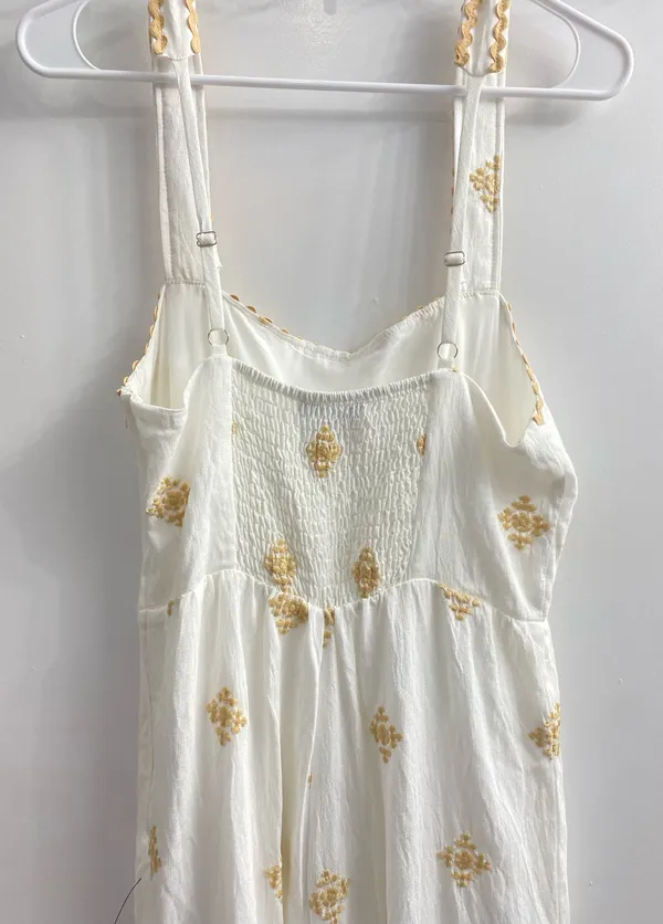 Lulus Arwen Embroidered Wide-Leg Jumpsuit in Ivory Size M - Image 10