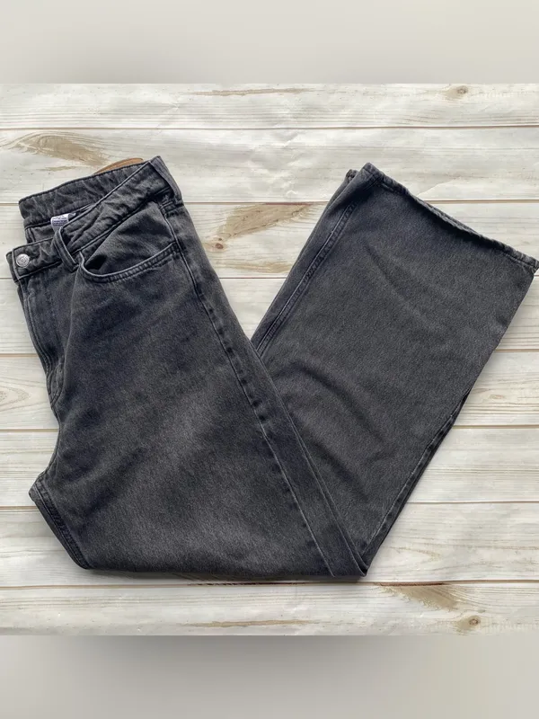 H&M ultra high waist wide leg relaxed fit washed out black fall winter basic 12 - Image 5