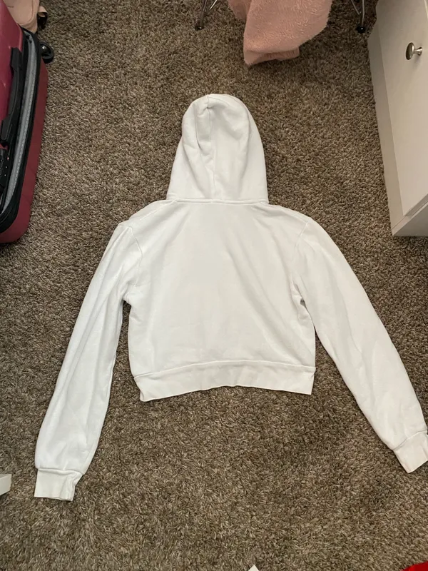 Brandy Melville White Jacket Cropped Zip-Up - Image 2