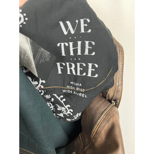 Free People We The Free Brown Faux Leather Misha Wide Leg Barrel Pants Sz.26 - Image 11
