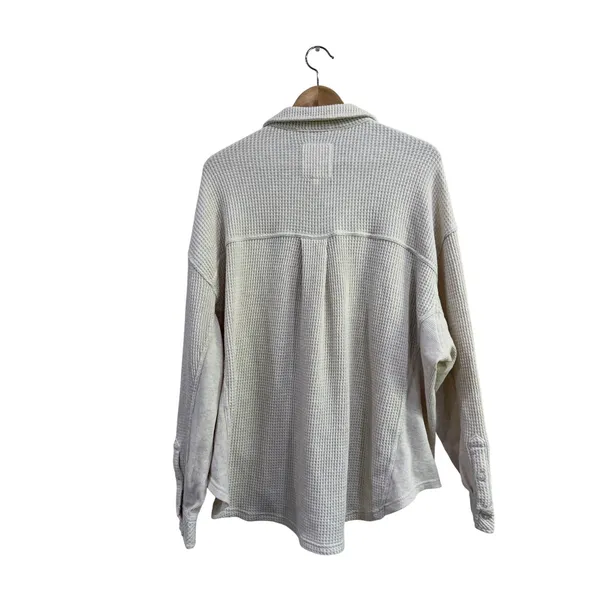 Aerie LumberJane Waffle Shirt Cream Ivory Oversized Button Down Top Medium - Image 2