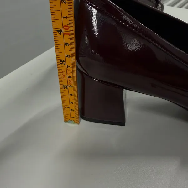 Aerosoles‎ Burgundy Patent Studded Block Heel Loafers Square Toe Pumps size 11 - Image 9