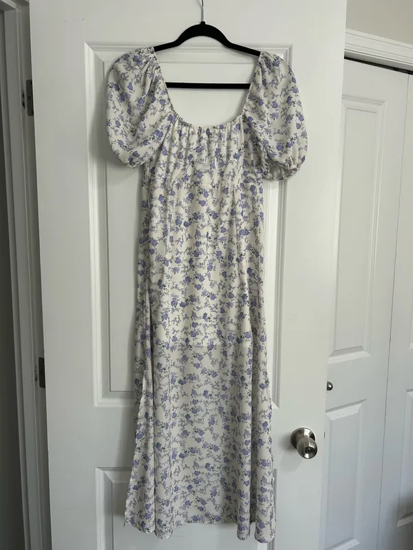 Altar’d State Floral Tie Front Puff Sleeve Midi Dress Women’s Size Small - Image 4