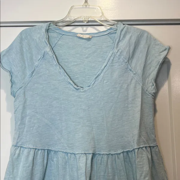 Altar’d State Light Blue Women's Tiered babydoll V-Neck Top size medium - Image 2