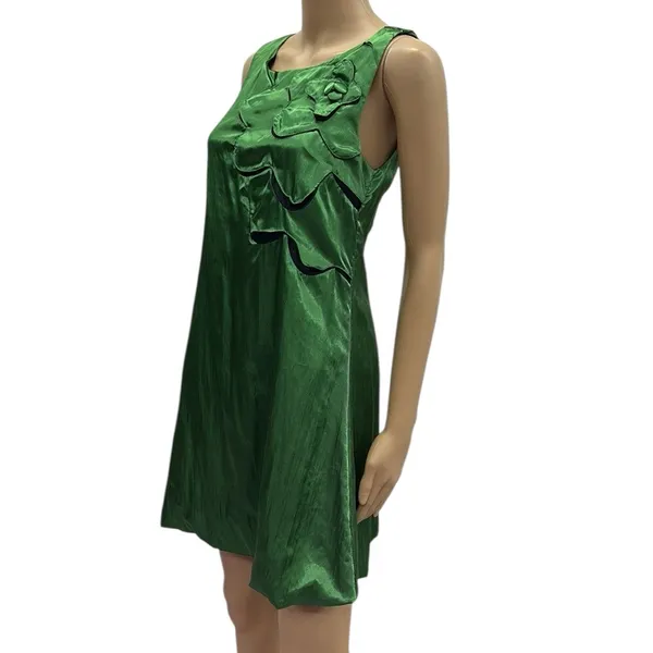 Sugarlips Emerald Green Black Sleeveless Bubble Hem Zip Back Lined Dress Size S - Image 4