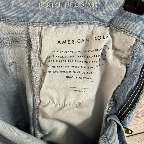 American Eagle Next Level Stretch Hi-Rise Jeggings Women's Size 4‎ Light Blue - Image 7