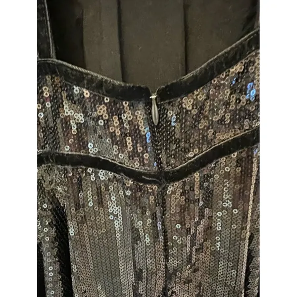 Free People Size 4 Mini Dress‎ Black "Film Noir" Sleeveless Sequins Plunge - Image 8