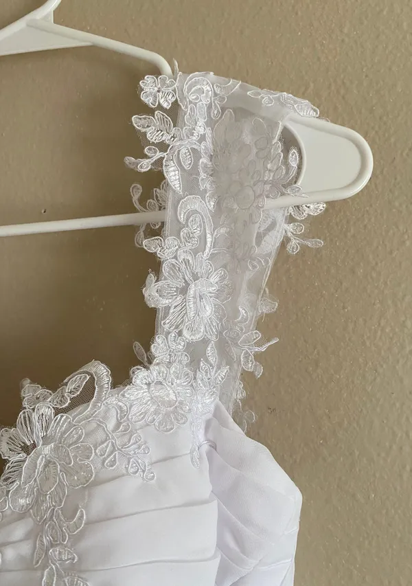 Mingda White Lace Floral Off The Shoulder Wedding Dress - Image 7