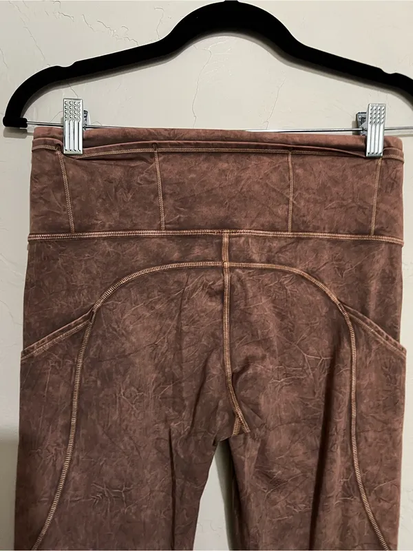 Lululemon‎ Fast & Free II 25" Nulux Ice Dye Brown High Rise Pocket Leggings - Image 6