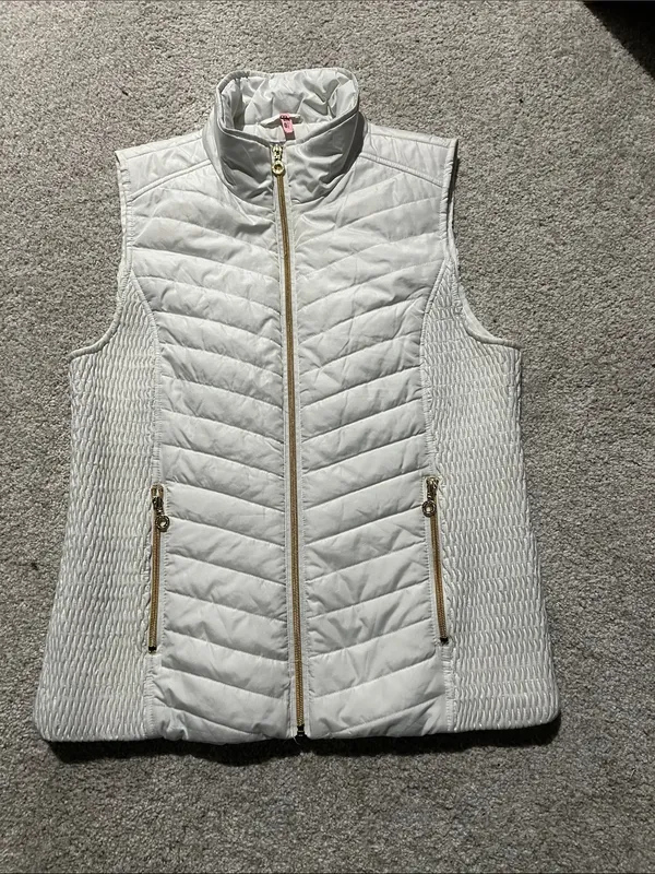 Marc New York White Quilted Gold-Zip Vest - Image 6