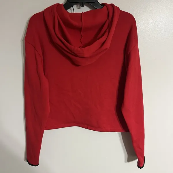 PINK‎ Victoria's Secret Crop Knit Hoodie Red Sweater Pullover Top Size Medium - Image 10