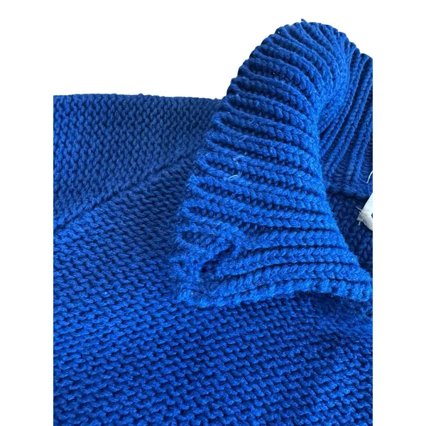 Vintage GAP Royal Blue Shaker Knit Sweater Button Neck Women’s size Medium 80s - Image 8
