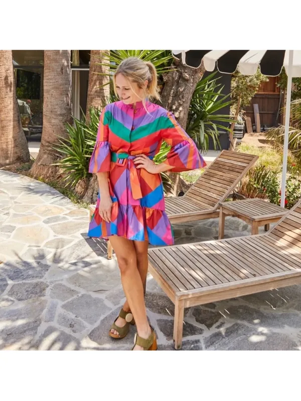 Farm Rio Amanda Stripes Mini Dress Size XS - Image 4
