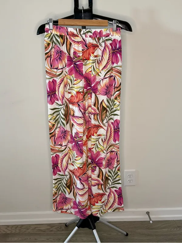 CeCe Tropical Floral Wide Leg Pull-On Pants – XS - Image 6