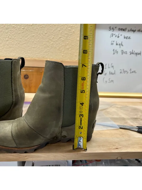 Sorel Lea Wedge Size 7 Olive Green Leather Distressed Ankle Boots Rugged Boho - Image 13