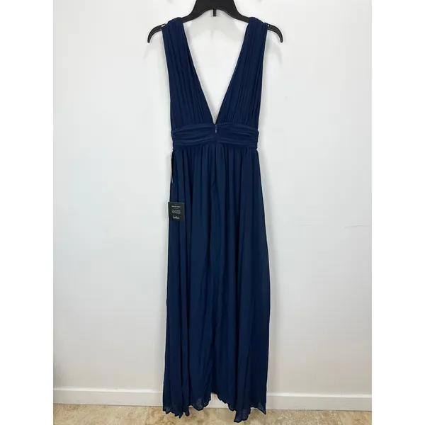 Lulus Heavenly Hues Navy Blue Maxi Dress Chiffon Bridesmaid Formal XS NWT - Image 11