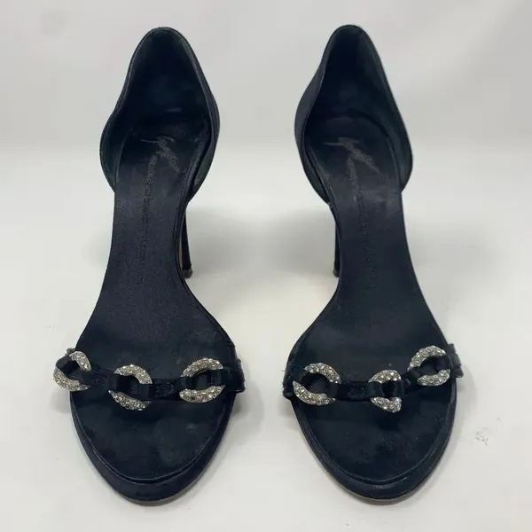 Giuseppe Zanotti Black Silk Sandals‎ w/ Rhinestones - Image 2