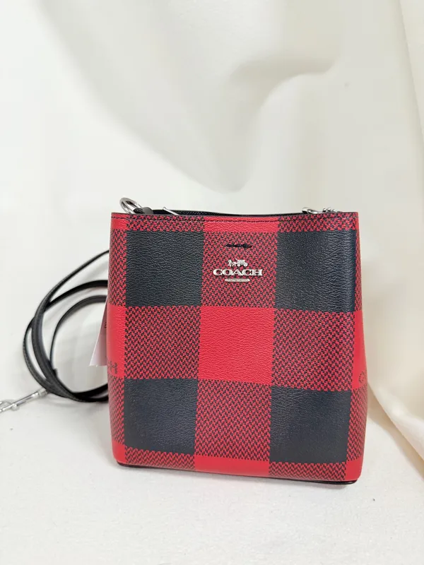 coach Mini Town Bucket Bag With Buffalo Plaid Print c7267 - Image 4