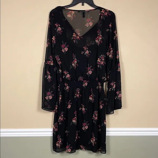 White House Black Market Women’s Boho Floral Print Flared Long Sleeve Dress - Image 6
