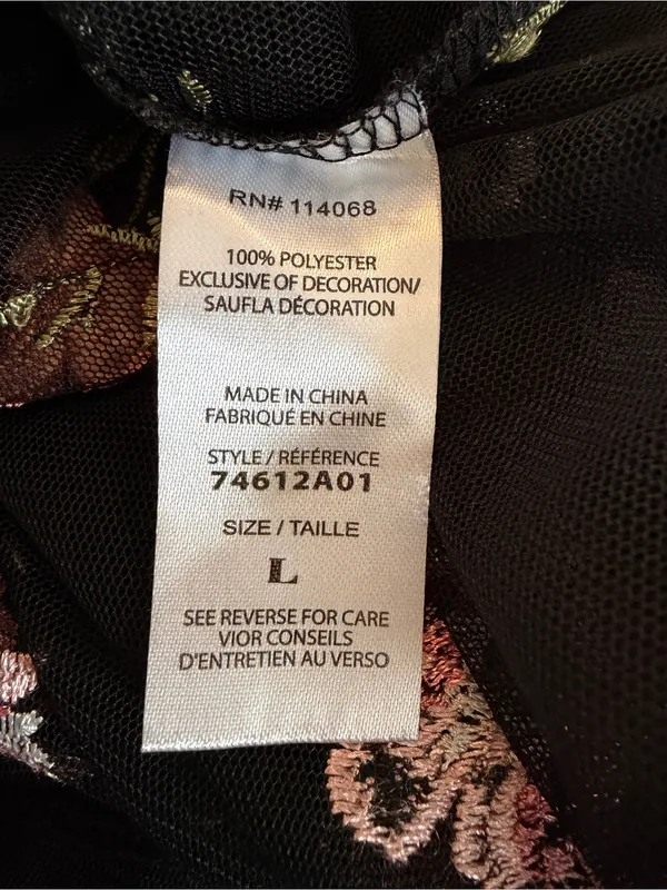 Ten Sixty Sherman NWOT Sheer Black Floral Embroidered Crop Top - Image 6