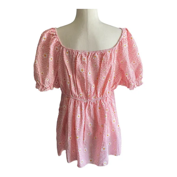 Nwot-Pink Gingham Babydoll Top-Size 2x - Image 7