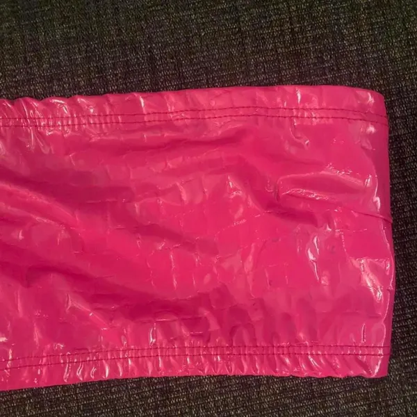 Dolls Kill Hot pink latex tube top / brief set swimsuit - Image 3