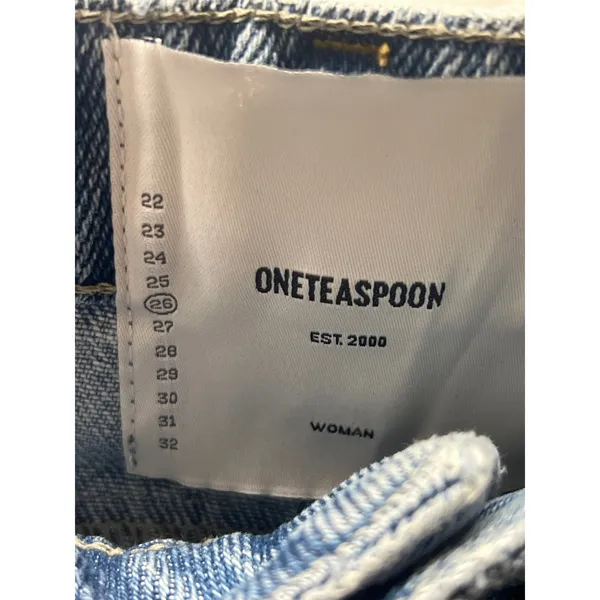 NWT One Teaspoon Size 26 Blue Denim A-Line Side Slit Casual Jean Mini Skirt - Image 3