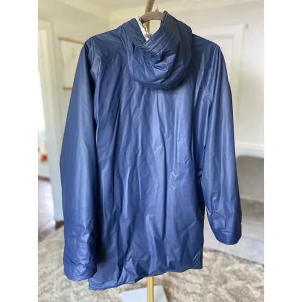 Vintage David Taylor Hooded Raincoat Navy Granola Plaid Lined‎ Warm Cozy Preppy - Image 3
