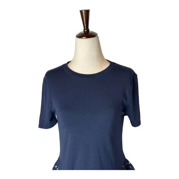 Kate Spade‎ New York Broome Street Tee Women XXS Blue Night Sky Ruffled Peplum - Image 4