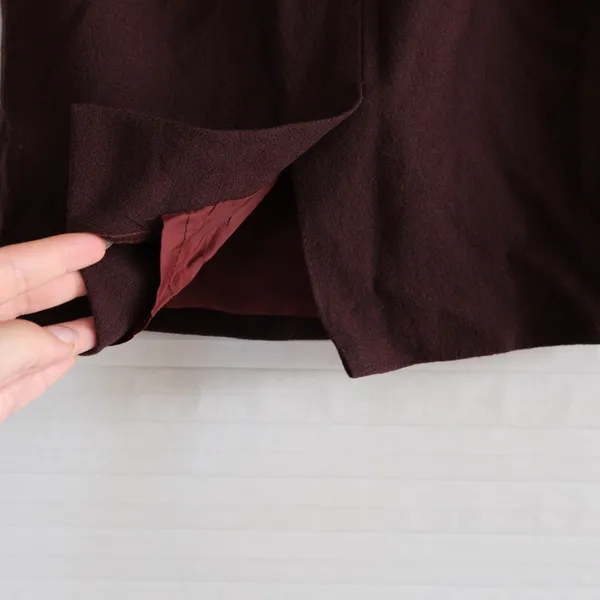 Chocolate Brown Vintage Wool Midi High Waisted Skirt - Image 4
