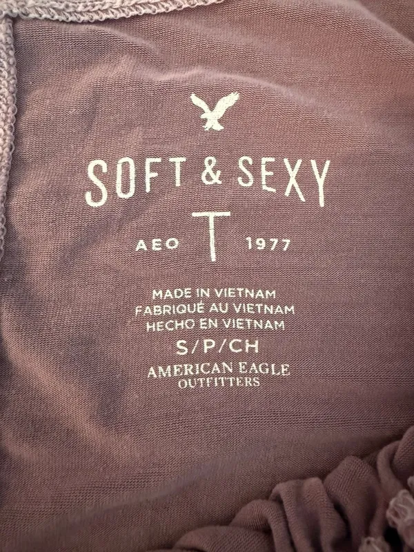 American Eagle Soft & Sexy‎ Long Sleeve Shirred Yoke Henley Tunic Top - Image 2