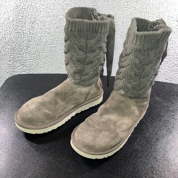 UGG Kiandra Boots Women 7 Willow Ribbon Suede Cable Knit Wool Lined‎ Pull On - Image 5