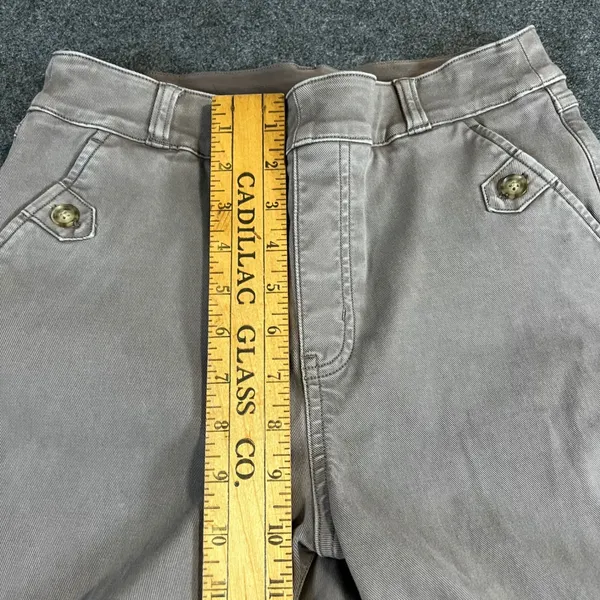 Spanx Stretch Twill Wide Leg Crop Pants Taupe Brown High Rise Button Detail M - Image 4