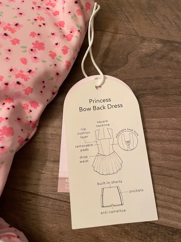 NWT! Blogilates Women’s Mommy & Me Princess Bow Back Dress Pink Floral Size XL - Image 7